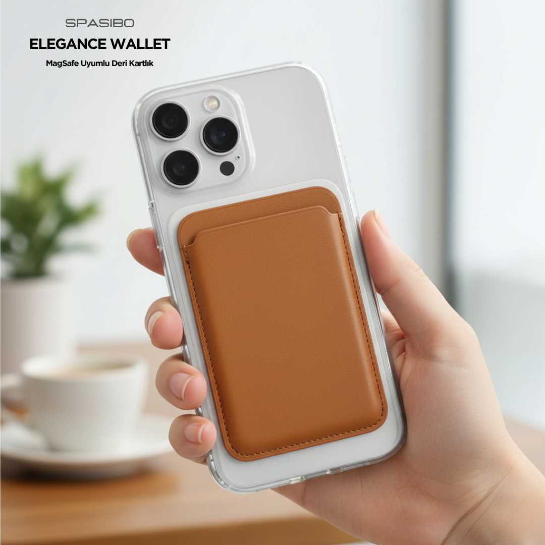 Spasibo Elegance Wallet | Magsafe Uyumlu Deri Kartlık ile Şık ve Güvenli Kart Taşıma Deneyimi