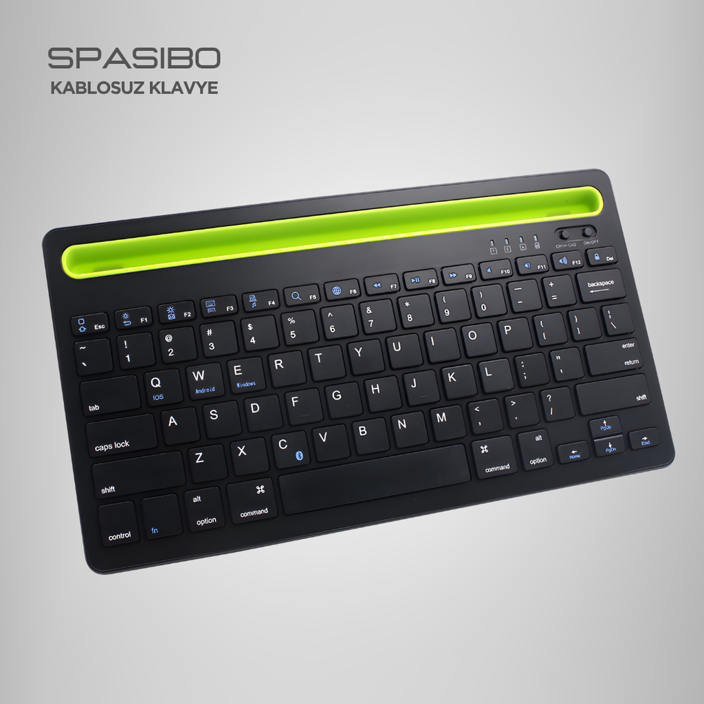 Spasibo 2'si 1 Arada Kablosuz Klavye | Ister Bluetooth Ister USB ile Bağlan | Pc, Telefon, Tablet, Tv Uyumlu (Eng Q Klavye)
