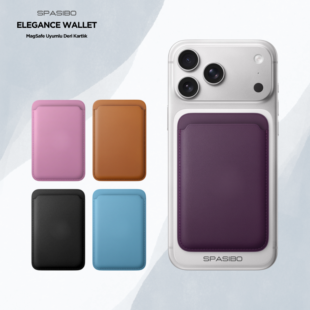 Spasibo Elegance Wallet | Magsafe Uyumlu Deri Kartlık ile Şık ve Güvenli Kart Taşıma Deneyimi