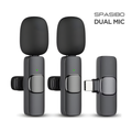 Spasibo Dual Mic 2'li Kablosuz Yaka Mikrofonu Seti TYPE-C | 360° Ses Alımı & Gürültü Engelleyici | 20M Çekim