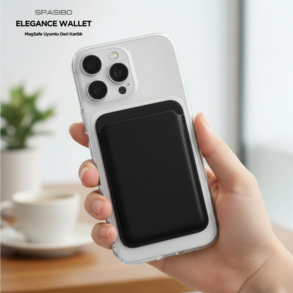 Spasibo Elegance Wallet | Magsafe Uyumlu Deri Kartlık ile Şık ve Güvenli Kart Taşıma Deneyimi