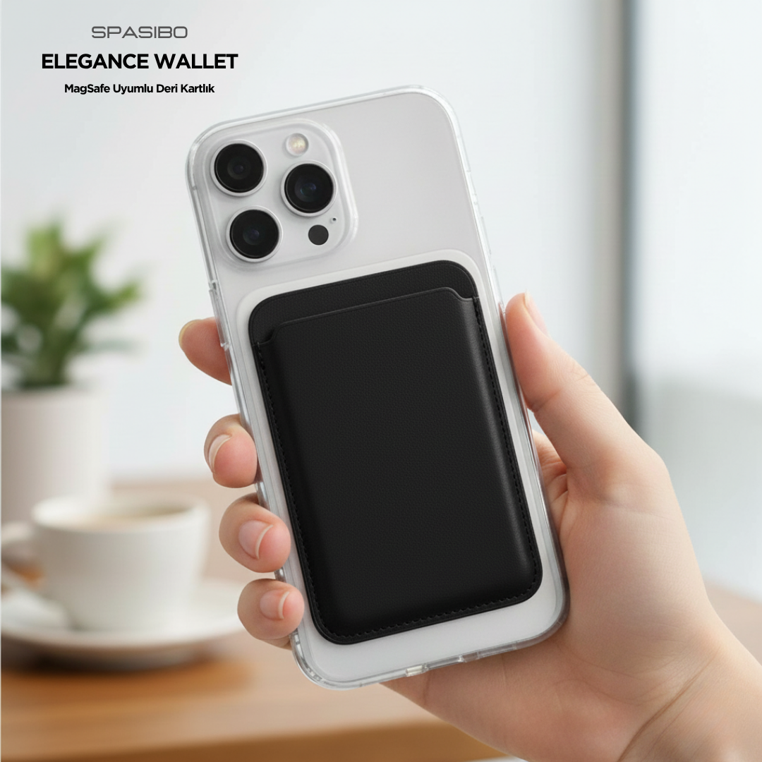 Spasibo Elegance Wallet | Magsafe Uyumlu Deri Kartlık ile Şık ve Güvenli Kart Taşıma Deneyimi