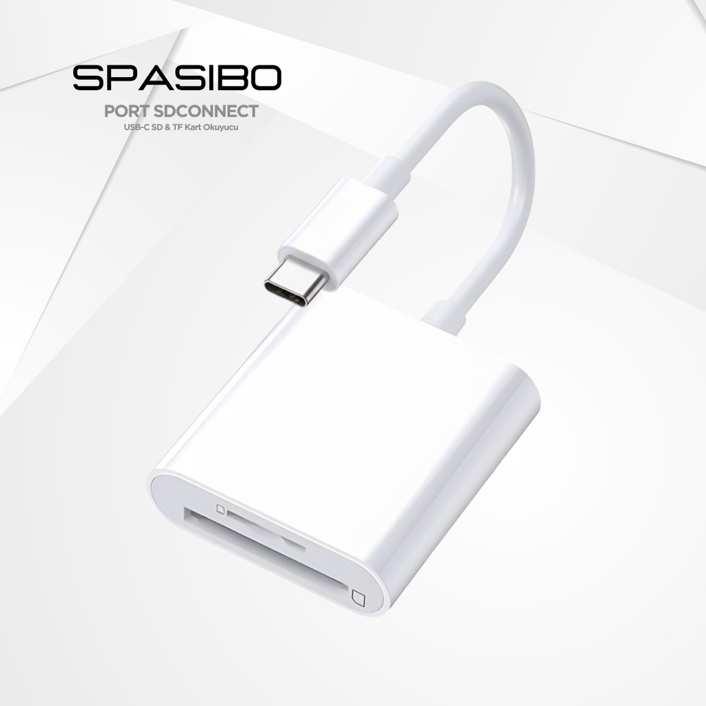 Spasibo Port Sdconnect | Lightning - Sd Kart ve Micro Sd Kart Okuyucu ile iPhone & Ipad’e Hızlı Fotoğraf ve Video Aktarımı