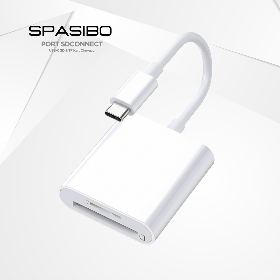 Spasibo Port Sdconnect | Lightning - Sd Kart ve Micro Sd Kart Okuyucu ile iPhone & Ipad’e Hızlı Fotoğraf ve Video Aktarımı