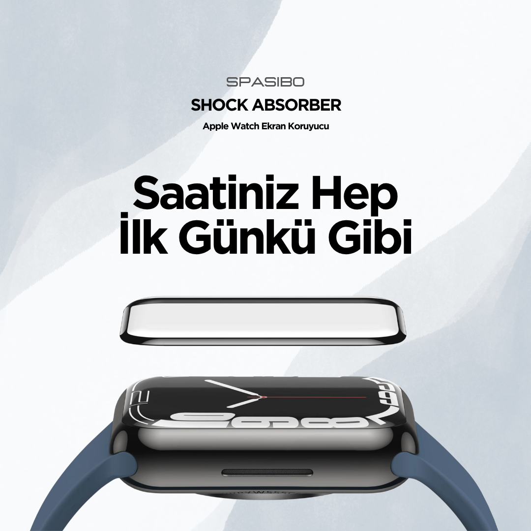 Spasibo Apple Watch Series 9 Shock Absorber Ekran Koruyucu | 41MM | Takma Aparatı ile Kolay Kurulum