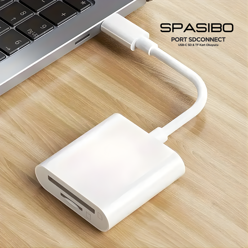 Spasibo Port Sdconnect | Lightning - Sd Kart ve Micro Sd Kart Okuyucu ile iPhone & Ipad’e Hızlı Fotoğraf ve Video Aktarımı