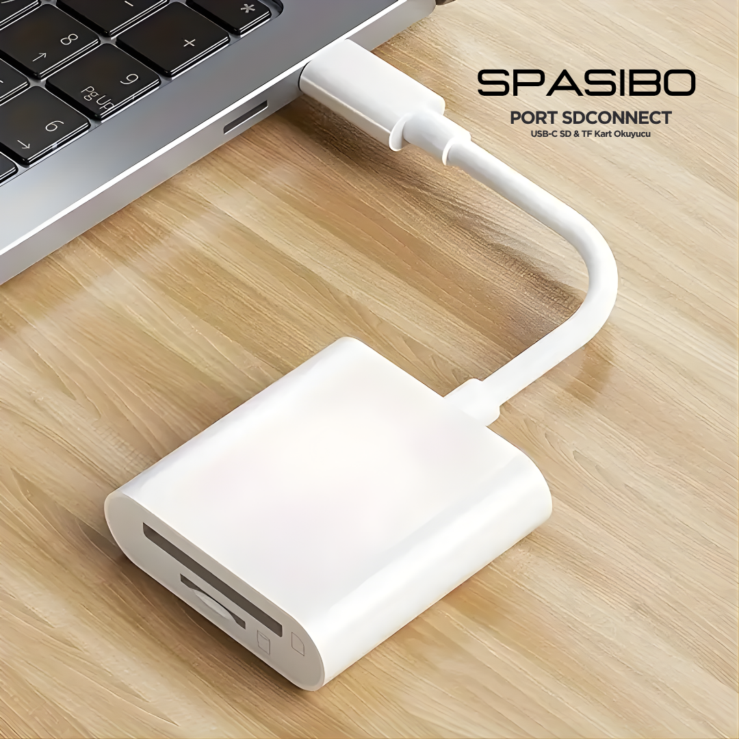 Spasibo Port Sdconnect | Lightning - Sd Kart ve Micro Sd Kart Okuyucu ile iPhone & Ipad’e Hızlı Fotoğraf ve Video Aktarımı