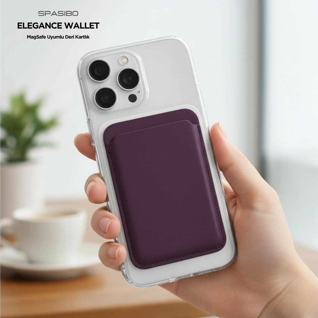 Spasibo Elegance Wallet | Magsafe Uyumlu Deri Kartlık ile Şık ve Güvenli Kart Taşıma Deneyimi