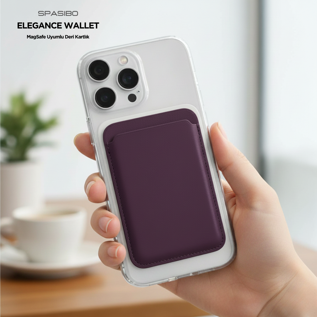 Spasibo Elegance Wallet | Magsafe Uyumlu Deri Kartlık ile Şık ve Güvenli Kart Taşıma Deneyimi